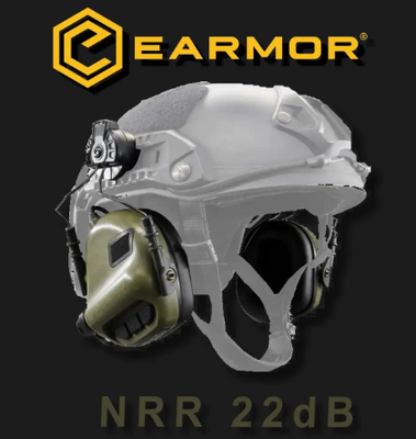 Активні навушники з кріпленням на каску EARMOR M31H 22dB NRR олива 1215 фото