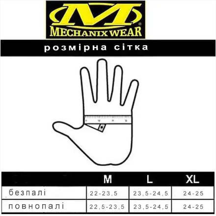 Перчатки полнопалые Mechanix Черный М 1206 фото
