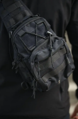 Тактическая сумка через плечо черная 17037 фото