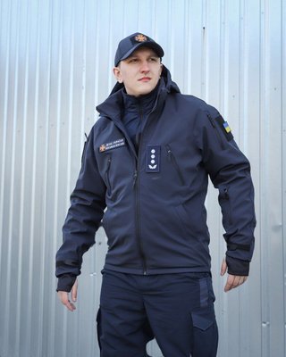 Куртка тактическая Хантер Софтшелл темно-синяя на сетке 46 1722942566 фото