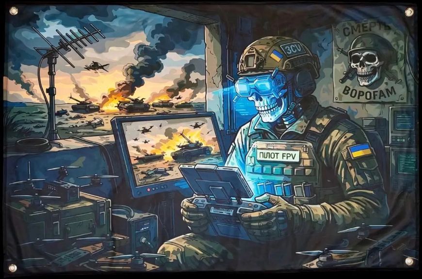 Банер Пілот FPV "Смерть ворогам" 900х600 мм 2988597101 фото